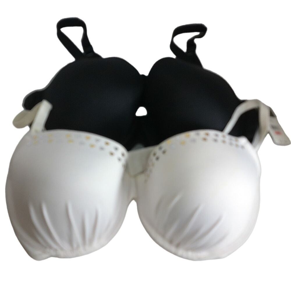 Fruit of the Loom White Studded Bra & Dreamfit Black Bra Size 42D SET OF 2 READ